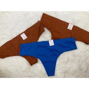 Auden Seamless Thong 3-pr, size 2X (20-22) Blue, Brown New with tags